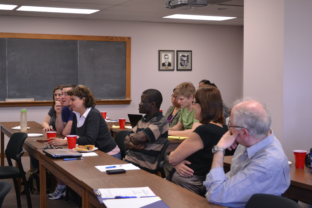 Class talking with Donna Ginther