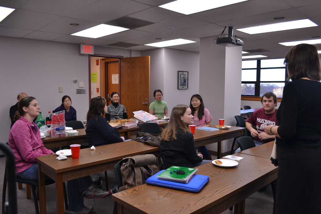 Bozenna talking with class
