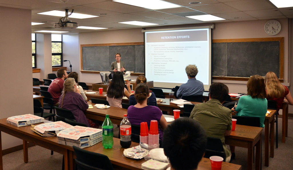 Ann Cudd talking in front of class